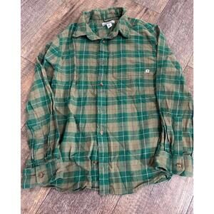 Boys Ocean Coast Green and Beige Plaid Casual Shirt Large Size  10 12